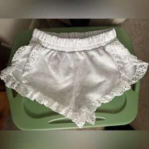 Gray Ruffled Shorts with Matching Zip Up Hoodie